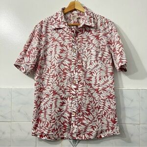 Faherty Men’s Medium Hawaiian Short Sleeve Button Down Shirt Red Tropical Casual